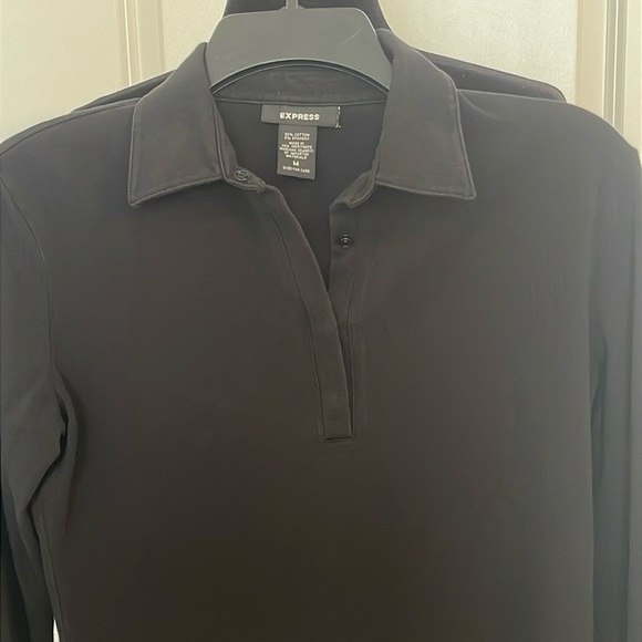 Express Black Long Sleeve Collared Shirt Size M - Picture 3 of 5